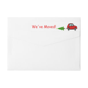We've Moved Car and tree Christmas label