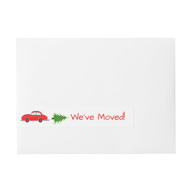 We've Moved Car and tree Christmas label (Front)