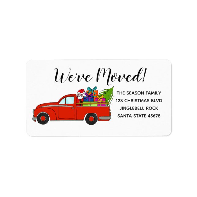 We've Moved Car Christmas label (Front)