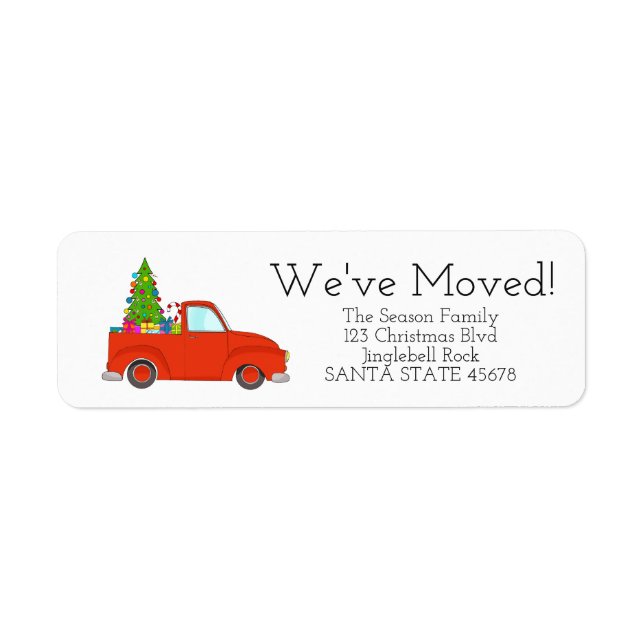 We've Moved Car  Christmas label (Front)