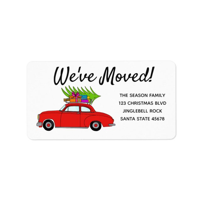 We've Moved Car Christmas label (Front)