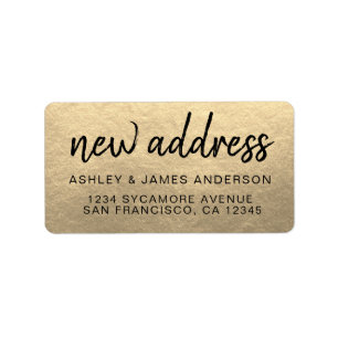 We've Moved Champagne Gold New Address Label