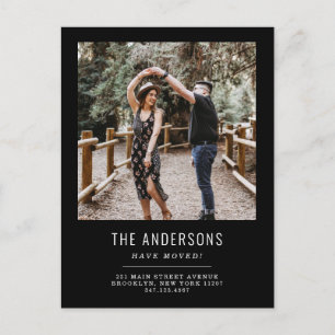 We've Moved Change of Address Black Photo Moving Announcement Postcard