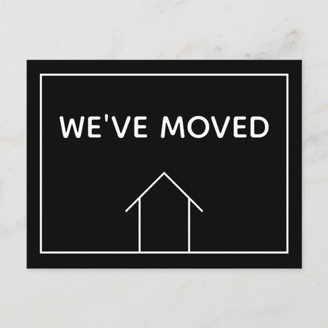We've Moved Chic Modern Black Moving Announcement Postcard (Front)