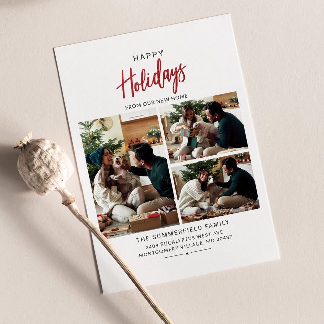 We've Moved Christmas Family Photo Collage Holiday (Christmas Holidays Family Photo Collage Moving Announcement)