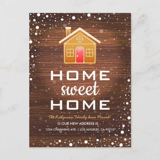 We've Moved | Christmas Gingerbread House Announcement Postcard (Front)