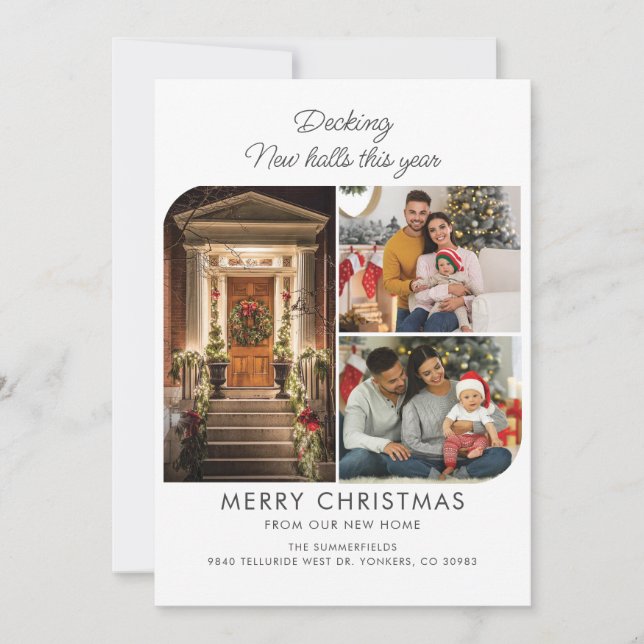 We've Moved Christmas Holiday Decking Halls Moving Card (Front)