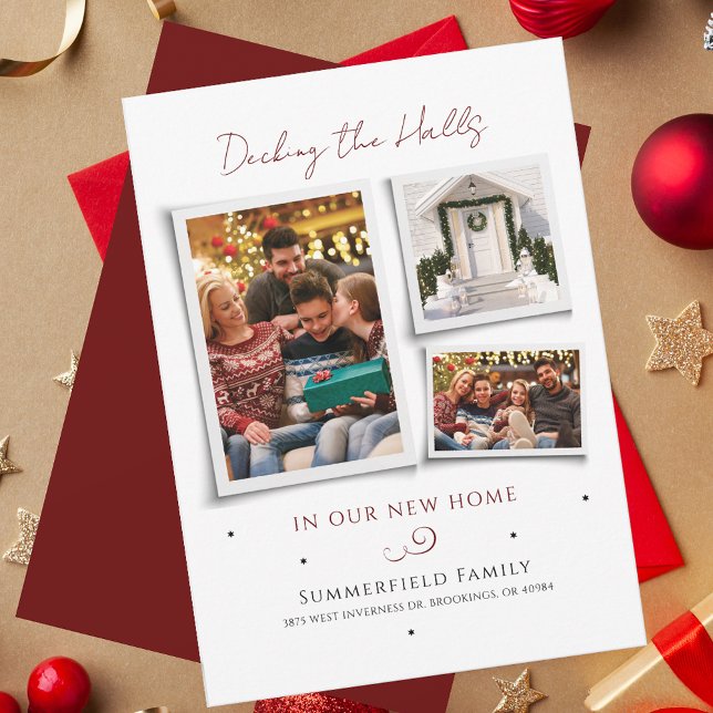We've Moved Christmas Holiday Family Photos Moving (Festive Family Photo Collage Change of Address Christmas Holidays Moving Announcement)