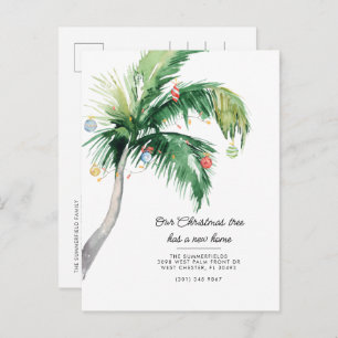 We've Moved Christmas Holiday Palm Tree Moving Announcement Postcard