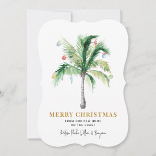 We've Moved Christmas Holidays Palm Tree Moving Holiday Card