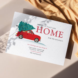 We've Moved Christmas New Address Red Car Moving Announcement Postcard