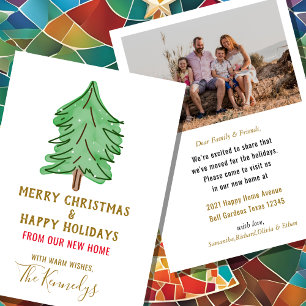 We've Moved Christmas Pine Tree Photo Holiday Card