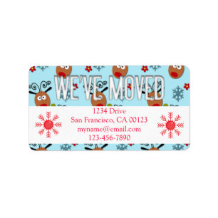 "We've Moved" Christmas Reindeer Label