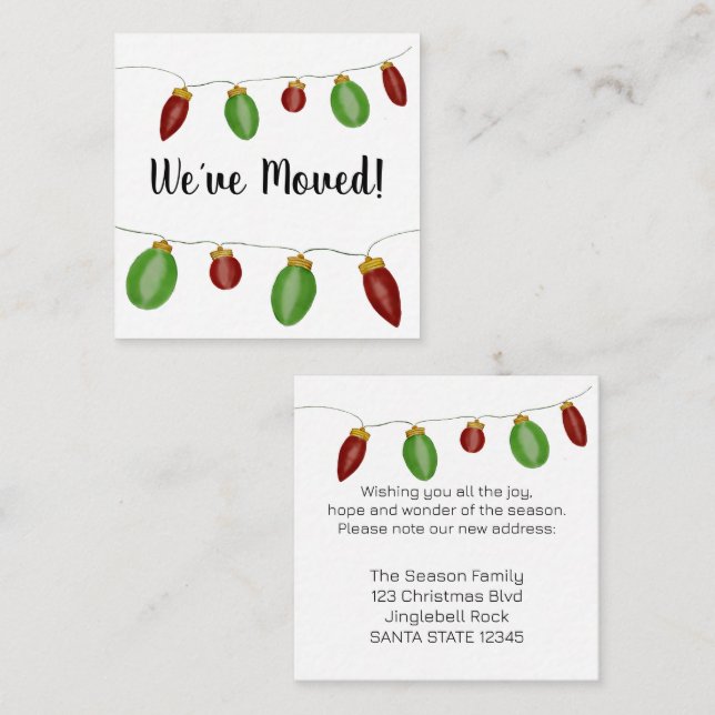 We've Moved  Christmas Tree Lights Enclosure Card (Front/Back)