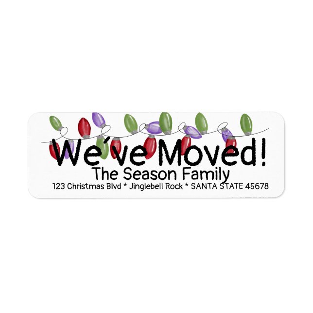 We've Moved  Christmas Tree Lights Label (Front)
