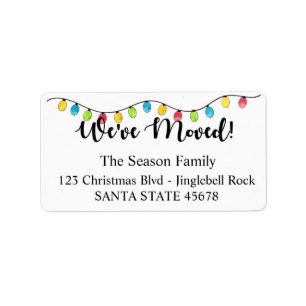 We've Moved  Christmas Tree Lights Label