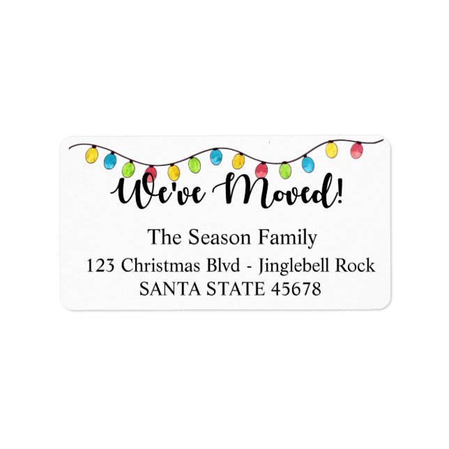 We've Moved  Christmas Tree Lights Label (Front)