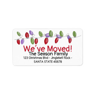 We've Moved Christmas Tree Lights  Label