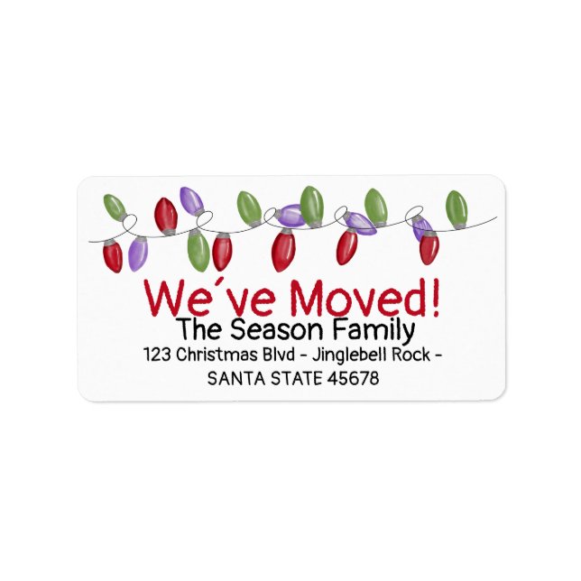 We've Moved Christmas Tree Lights  Label (Front)