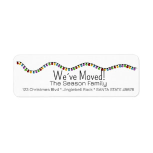 We've Moved Christmas Tree Lights Label