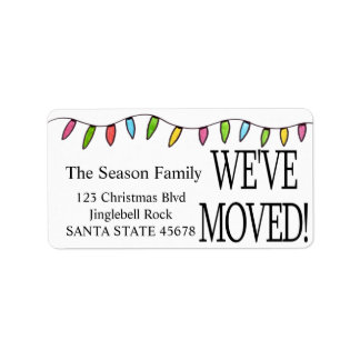 We've Moved  Christmas Tree Lights Label