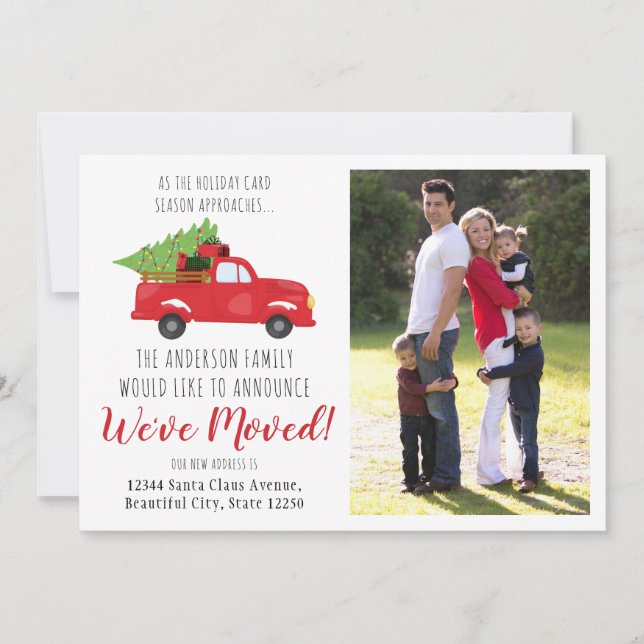 We've Moved Christmas Truck Photo Holiday Moving Announcement (Front)