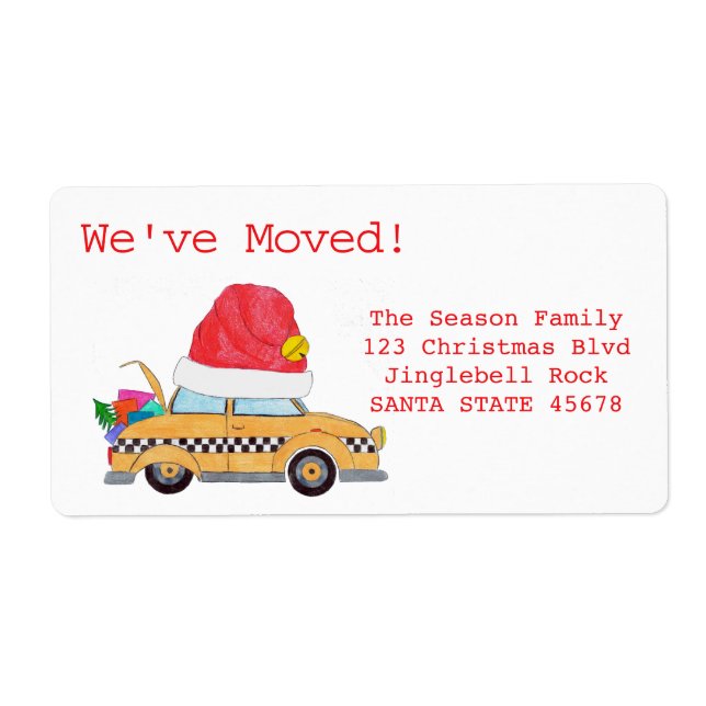 We've Moved Christmas yellow cab (Front)
