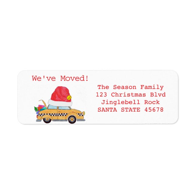 We've Moved Christmas yellow cab (Front)