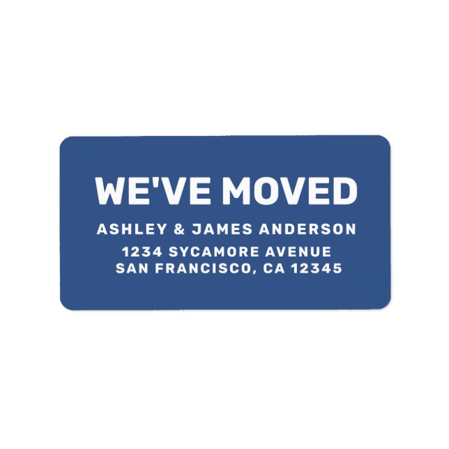 We've Moved Classic Blue New Address Label (Front)