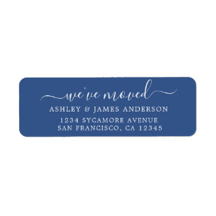 We've Moved Classic Blue New Address label