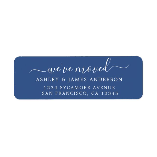 We've Moved Classic Blue New Address label (Front)