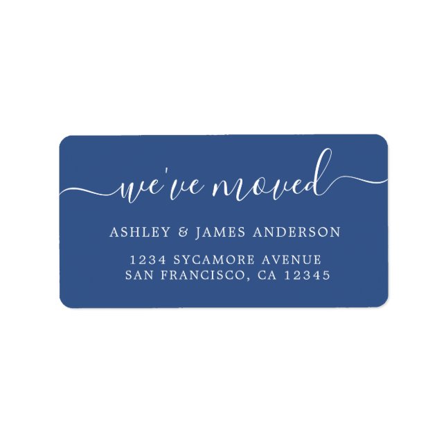 We've Moved Classic Blue New Address label (Front)