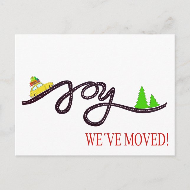 We've Moved  Classic Christmas Car Postcard (Front)
