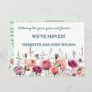 We've Moved Classic Elegant Floral Move  Announcement Postcard