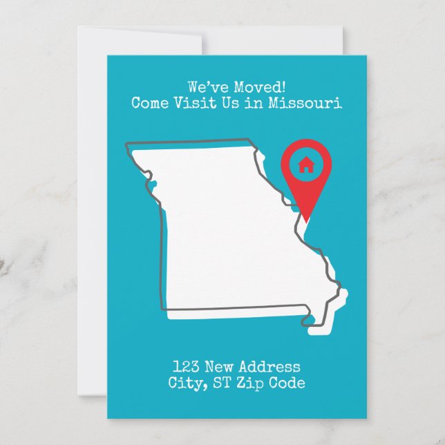 We've Moved! Come Visit Us in Missouri Announcement (Front)