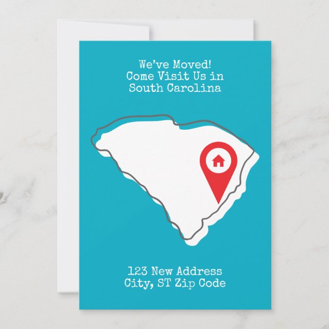 We've Moved! Come Visit Us in South Carolina Announcement (Front)