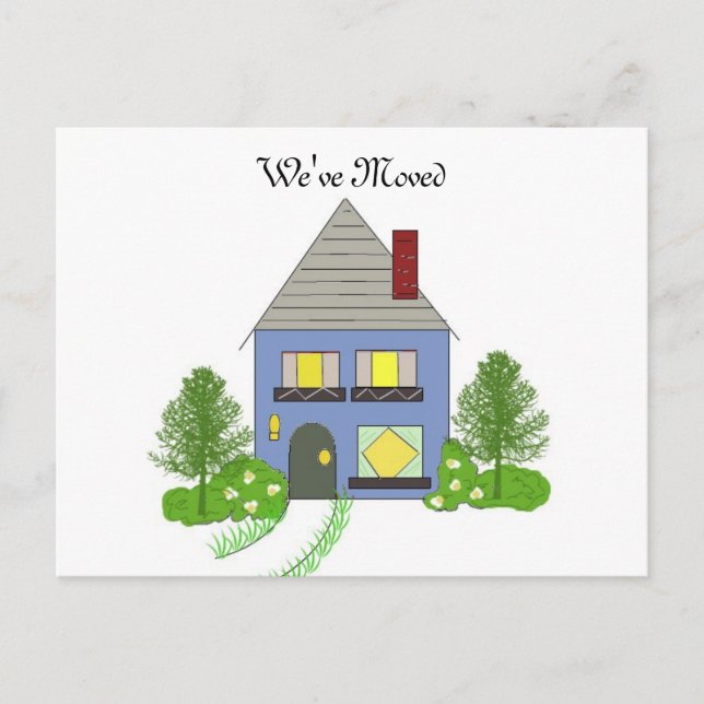 We've Moved Cosy House Announcement Postcard (Front)