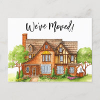Weve Moved Cottage Moving Announcement Postcard