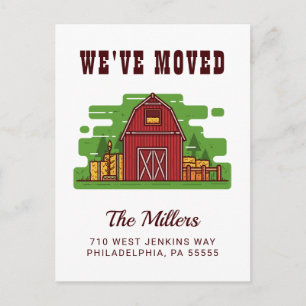 We've Moved Country Farm Home Postcard
