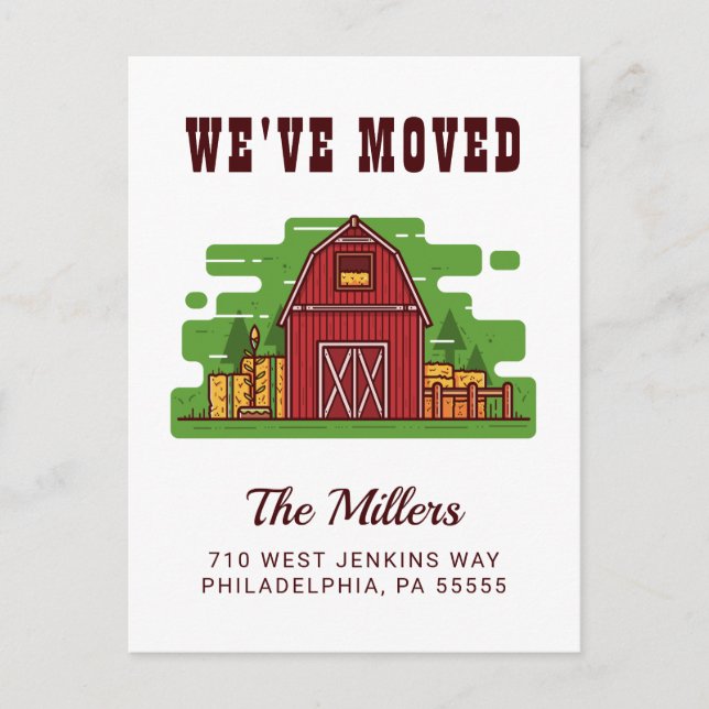 We've Moved | Country Farm Home Postcard (Front)