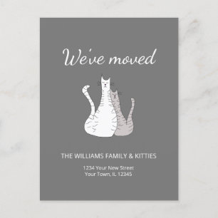 We've Moved Cute Cats Elegant Grey Moving  Announcement Postcard