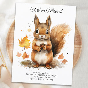 We've Moved Cute Fall Squirrel New Address Moving Announcement Postcard