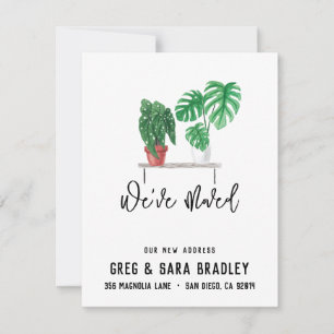 We've Moved Cute Watercolor Plants New Address  Card