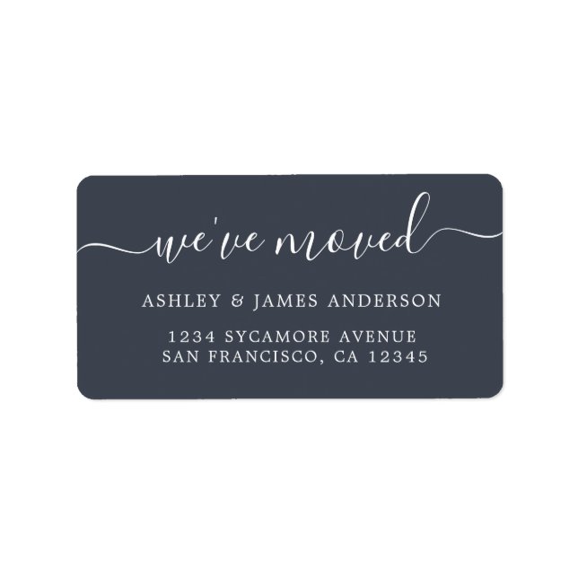 We've Moved Dark Blue New Address label (Front)