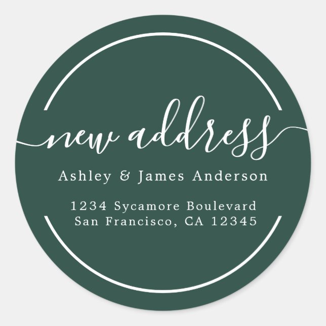 We've Moved Dark Green New Address Label (Front)