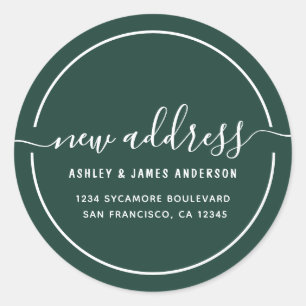We've Moved Dark Green New Address label