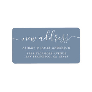 We've Moved Denim Blue New Address label