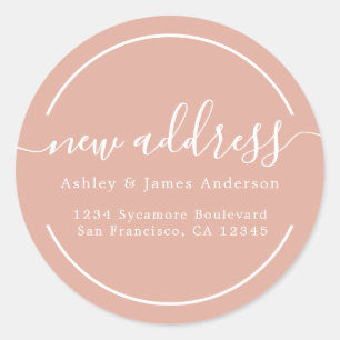 We've Moved Dusty Pink New Address Classic Round Sticker