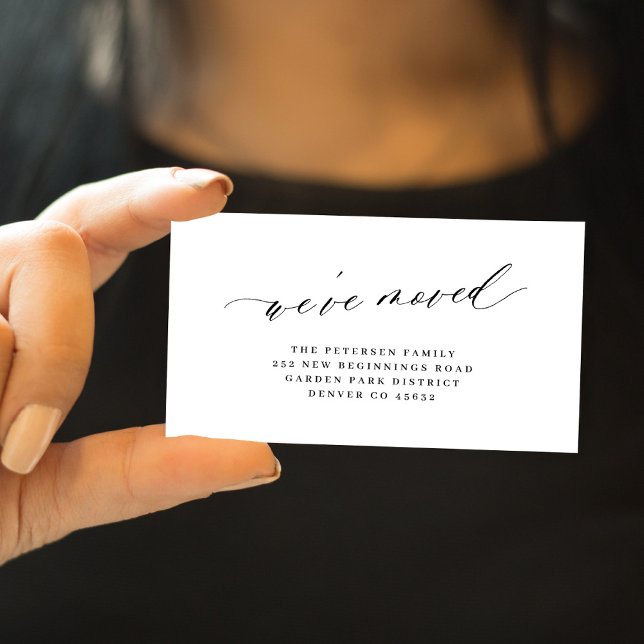 We've moved elegant script simple black white card (Creator Uploaded)