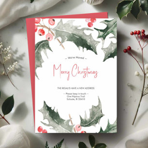 We've Moved Elegant Watercolor Christmas Card